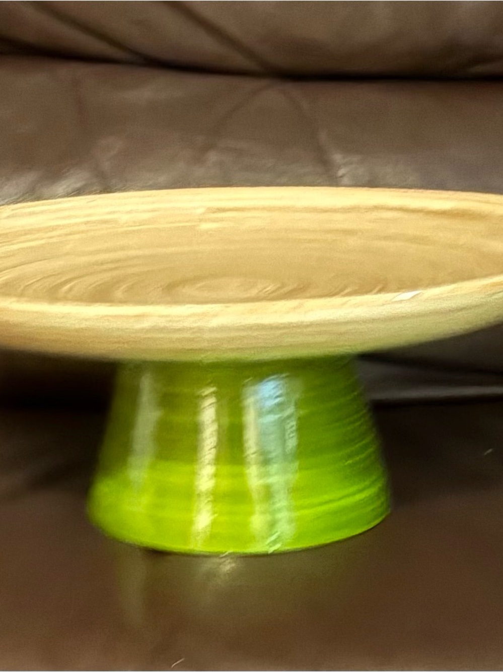 Green Bamboo Pedestal Cake or Dessert Stand with Natural Top-By Kathy Ireland